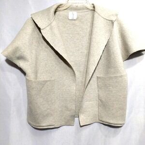 Joie Womens Large? Knit Open Cardigan Lapel Collar Patch Front Pockets "Flaw"